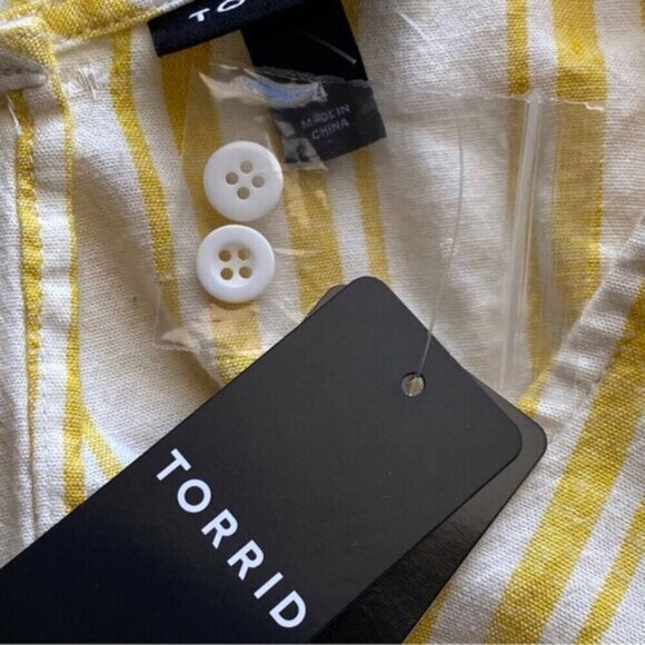 Torrid 2022 Cross Back Top Woman 4 Linen Blend Stripped Coastal Preppy Boxy NEW - Picture 9 of 16